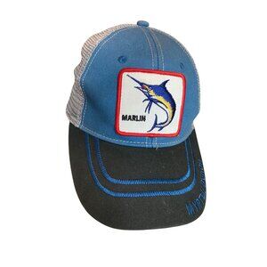 Lucky 7 USA Trucker Hat Myrtle Beach Marlin Embroidered Blue Black Snapback